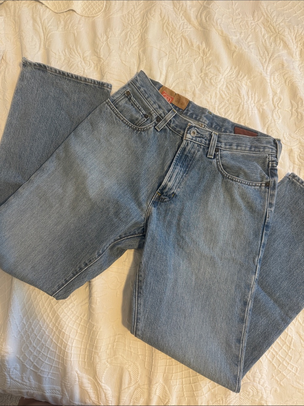 Men's Straight-Leg Jeans in Light Blue Denim